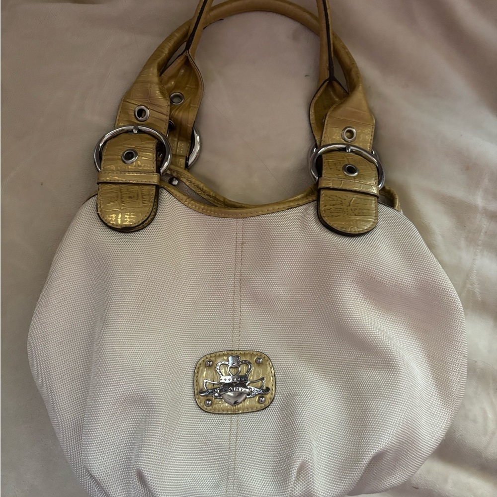 Coach Cream and Tan Shoulder Bag